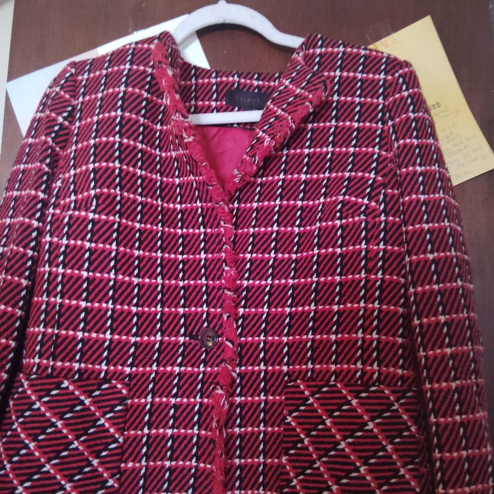 TALBOTS Twill Check Jacket Blazer - Size 4 - Picture 5 of 9